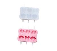 CONGARTENO 2 juegos Molde para Paletas de Silicona con Tapa Rosa y Gris Molde para Hacer Helados Caseros con Palitos Incluidos Compacto y Fácil de Limpiar para Postres Saludables