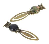 CONGARTENO 2 piezas Marcadores de Libro con Diseño de Búho Vintage Incrustaciones de Piedras Elegantes y Duraderos para Estudiantes y Material Escolar