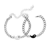 CONGARTENO 2 Piezas Pulsera de Pareja de Tai Chi Joyería Yin Yang Pulsera de Cadena de Mano Conjunto de Collar para Pareja para Él Ella