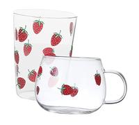 CONGARTENO 2 piezas Vasos de Vidrio con Diseño de de Tazas de para Leche y Agua para Casa y Oficina Decorativos y Duraderos