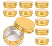 CONGARTENO 24 Piezas Botes de Aluminio con Tapa de Tarros Redondos Reutilizables para Cosméticos Velas y Almacenamiento Pequeño Latas Vacías para Cremas y Muestras Color Dorado