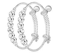 CONGARTENO 2piezas Pulsera Ajustable De Plata Para Joyería Infantil Para Niñas Pulsera Cascabel Para Bebés Brazalete De Plata Para Niñas Para Celebraciones De Nacimiento y Primeros Cumpleaño