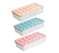 CONGARTENO 3 piezas Cubiteras de Hielo con Tapa Moldes de Hielo Compartimentos para Hacer Cubitos Material Apilables y Fáciles de Limpiar para Uso Hogar y Fiestas Colores Azul Naranja y