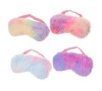 CONGARTENO 4 piezas Antifaz de Dormir de Peluche Colorido y Reutilizable para Oficina y Estudiantes Diseño Contorneado para Bloqueo Total de Luz y Comodidad