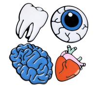 CONGARTENO 4 piezas Broches Creativos de Órganos con Diseño de Corazón Cerebro Ojo y Diente Pin de Esmalte Artístico para Ropa Chaquetas Mochilas y Accesorios de Moda