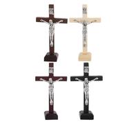 CONGARTENO 4 Piezas De Cruces Cristianas De Pared Para Decoración Del Hogar Crucifijo De Madera Para Mesa Cruz De Pie Católica De Madera Para Pared Para Mesa