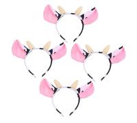 CONGARTENO 4 piezas Diadema de Animales de Peluche con Diseño de Vaca Caricatura Accesorio Divertido para Fiestas y Disfraz Cinta para Cabello Adorable para Adultos