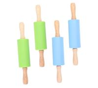 CONGARTENO 4 piezas Rodillos de Silicona para Utensilios de Cocina para Amasar Repostería Herramientas y Duraderas para Hacer Masa Fina Colores Azul y Agua