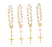 CONGARTENO 4piezas Pulsera Cristiana De Joyería Chic Para Mujeres Cruz y Perlas Accesorio Religioso Elegante