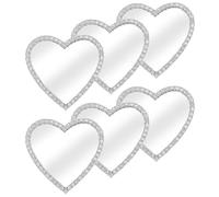 CONGARTENO 6 Piezas Espejos Adhesivos para Móvil con Marco de Diamantes de Imitación Accesorio Compacto y Portátil para Maquillaje Decoración DIY para Funda Diseño Corazón para Chicas y