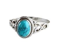 CONGARTENO Anillo de Turquesa Vintage para Mujer, Aleación Resistente, Color Azul Brillante, Joyería de Moda para Dedo, Obsequio de Cumpleaños, Talla 9, Uso Diario y Fiestas