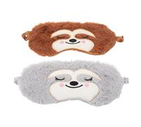 CONGARTENO Antifaz de Peluche para Dormir Opaco 2 Unidades Diseño de Mono Gris y Marrón Suave Felpa Correa Ajustable y Bloqueo Total de Luz Adecuado para Viajes y Siestas