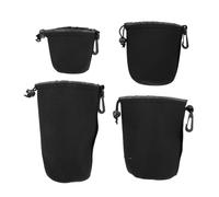 CONGARTENO Bolsa Protectora para Lentes de Cámara Réflex DSLR para Fotografía, Unisex, y Elástica, Portátil para Viaje y Almacenamiento Seguro, Set de 4 Tamaños Variados, Negro