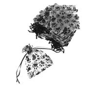 CONGARTENO Bolsas De Regalos Cordón Ajustable y Estampado De Huellas De Pata 50 Unidades 12x9 Cm Organza Alta Densidad Almacenamiento De Joyas y Golosinas Fiestas Cumpleaños y Recuerdos Para Mascotas