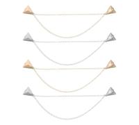 CONGARTENO Broche de Cadena con Borla Triangular 4 Piezas 2 Doradas y 2 Plateadas para Solapa y Cuello Accesorio de Moda Vintage para Trajes Vestidos Sombreros y Bolsos