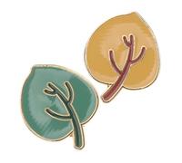 CONGARTENO Broche de Hoja y Pin de Mochila 2 Piezas Aleación de Zinc para Mujer y Niña Accesorio para Bolso y Sombrero Estilo Japonés Natural Verde y Amarillo