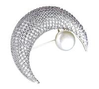 CONGARTENO Broche Para Ropa De Estrella Lunar Broche De Perla Collar De Perla Para Mujer Insertos Para Cuello De Camisa Para Señoras Broches De Alfileres Ropa Brillante Para Mujer Gemas De Im