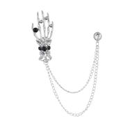 CONGARTENO Broche Único de Vintage con Incrustaciones de Diamantes Accesorio de Moda para Ropa Decoración de Halloween Estilo Esqueleto Pin de Mano Esquelética Color Plata