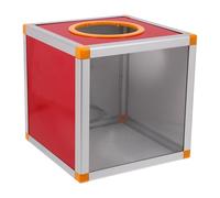 CONGARTENO Caja de Rifa Cuadrada Transparente Roja 20x20x20 Cm con Ventana, Urna de Donaciones y Buzón para Juegos y Eventos, Almacenamiento para Billetes y Sobres, Multipropósito