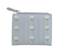 CONGARTENO Cartera Bordada para Mujer Cartera De Viaje Minimalista Compartimento para Monedas Diseño De Doble Pliegue para Diario y Llevar Tarjetas