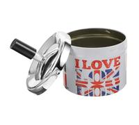 CONGARTENO Cenicero De Cigarrillos De Metal Tapa Giratoria, Extinción Automática, Tamaño Compacto, Resistente Inoxidable, para Hogar y Oficina, Souvenir Reino Unido, Diseño Decorativo Práctico