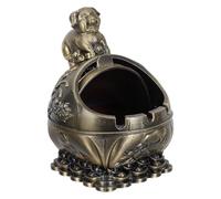 CONGARTENO Cenicero de Mesa Grabado Aleación de Zinc Diseño a Prueba de Viento con Tapa Tamaño Compacto para Interior y Jardín Cenicero sin Humo para Obsequio para Hombres Decoración