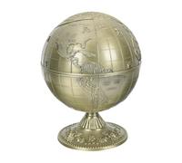 CONGARTENO Cenicero Decorativo Metálico con Tapa Antigolpes y Diseño Retro de Globo para Oficina y Hogar Compacto y Elegante para Escritorio y Almacenamiento