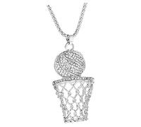 CONGARTENO Collar Colgante De Baloncesto Deportivo Dije De Aro Aleación Plateada Para Hombre y Niño, Estilo Hip Hop Moderno, Joyería Urbana De Cadena Ajustable