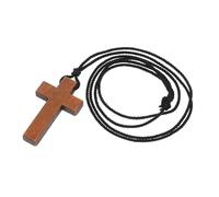 CONGARTENO Collar Colgante De Cruz De Madera Natural Rústico Tallado a Mano Para Mujer Joyería Religiosa Uso Diario Ceremonia 45 Cm