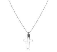 CONGARTENO Collar Colgante de Urna Cruz Transparente de Acero Inoxidable y Vidrio, Vial Abierto para Cenizas, Collar de Cremación para Hombre, Recuerdo Eterno, Joyería para Memorial
