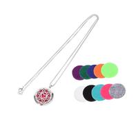 CONGARTENO Collar Difusor de Aroma de Acero Inoxidable 30mm, Colgante Aromaterapia para Mujer, Set con Almohadillas Reemplazables, Accesorio Elegante para Uso Diario