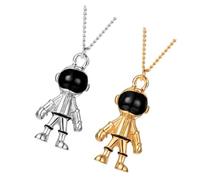 CONGARTENO Collares de Astronauta de Aleación para Hombre y Mujer Estilo Hip Hop 2 Piezas Dorado y Plateado Collar Pequeño y Divertido para Parejas Cadena Ligera para Invierno y Fiesta