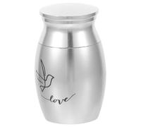 CONGARTENO Conmemorativa y Pájaros Inoxidable Urna Acero de Delicado Plata Capacidad Mini para Cenizas, Lugar Permanente para Recuerdos Memorial Elegante
