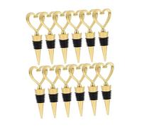 CONGARTENO Corcho De Vino Forma De Corazón Resistente De Aleación Dorada, Anillo De Goma Sellado, Pack De 12 Unidades para Fiestas y Reuniones Familiares