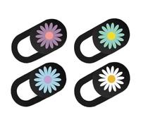 CONGARTENO Cubierta Deslizante para Cámara Web Portátil y Tableta, Funda Protectora Ultrafina Diseño Margaritas Coloridas, Adhesivo Fuerte, 4 Unidades para Privacidad y Seguridad Informática