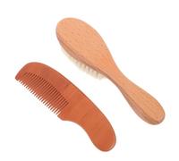 CONGARTENO Cuidado para Cepillo de Lana y Peine de Madera Ergonómico para Recién Nacido Ligero y Portátil para Higiene Diaria y Masaje Delicado del Cabelludo