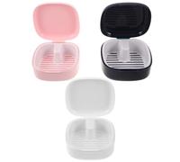 CONGARTENO Estuche Portátil para Prótesis Dentales con Orificios de Ventilación 3 Piezas en y Caja para Remojar y Almacenar Dentaduras Adecuado para Viajes