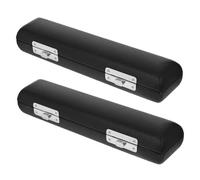 CONGARTENO Estuche Rígido Material de Madera y Pu Negro con 16 Agujeros Protege el Instrumento de Golpes Pack de 2 Piezas para Piccolo Portátil para Clase y Concierto al Aire Libre