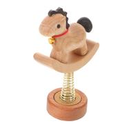 CONGARTENO Figura de Caballo Mecedor Tallado en Madera con Campana, Decoración de Escritorio y Coche, Estatua del Zodíaco Chino Año 2026, Adorno Feng Shui para Hogar y Oficina