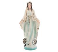 CONGARTENO Figura Virgen María en Resina Color Beige Estatua Artesanal Pequeña para Altar y Decoración Cristiana del Hogar Adorno Devocional Adecuado para Entrada y Obsequio Religioso