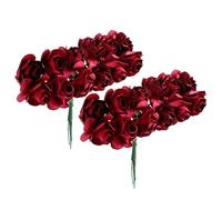 CONGARTENO Flores De Papel para Manualidades Rosas Pequeñas Vino Tinto 144 Piezas Hechas a Mano Decoraciones para Bodas Fiestas Ramos DIY