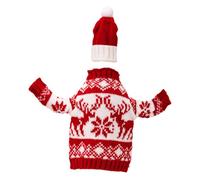 CONGARTENO Funda para Botella de Vino Navideña de Tela Diseño de Sombrero Rojo y Reno Ropa de Botella para Decoración de Fiestas y Cenas Navideñas Accesorio Festivo para Restaurante