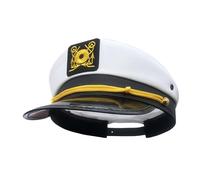 CONGARTENO Gorra Marinero Blanca Ajustable con Visera Curvada Protección UV Sombrero Unisex para Disfraces Náuticos Fiesta Yates