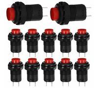 CONGARTENO Interruptor de Botón Pulsador Momentáneo Auto-bloqueo 12 Mm, 12 Piezas, Accesorios para Recorte de Panel, Circuito Eléctrico Resistente al Agua, Uso Industrial Color Aleatorio