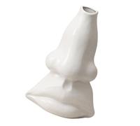 CONGARTENO Jarrón Decorativo de Cerámica Grande Diseño Abstracto de Rostro Humano Florero Blanco para Exhibición y Decoración de Interiores Adecuado para Hogar y Oficina