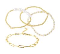 CONGARTENO Juego De 4 Piezas conjunto de pulsera de perlas encantos bisuteria mujer bijuteria mujer cuentas pulseras kit de pulseras pulsera de oro pulseras chapadas en oro Aleación de zinc