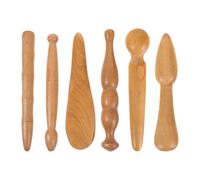 CONGARTENO Juego de 6 Palos de Masaje Corporal de Madera Natural Gua Sha Multifuncional para Masaje Facial, Herramienta Gua Sha Portátil para Rostro, Cuello, Espalda y Cuerpo en Bienestar
