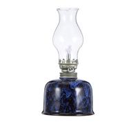 CONGARTENO Lámpara de Queroseno de Cerámica Esmaltada Azul Lámpara de Aceite Decorativa Vintage para Interiores Farol Nostálgico para Decoración del Hogar Iluminación Ambiental y Templo