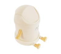 CONGARTENO Mini Bote De Basura De Plástico Batón De Diseño De Dibujos Animados Papelera Creativa Cubo De Basura De Dibujos Animados Adorable Lata Beige