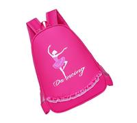 CONGARTENO Mochila de Bailarina para Niña Rosa Fucsia Oxford Portátil Transpirable para Guardería Viaje Escuela Bolsa de Danza Ballet Tamaño Pequeño